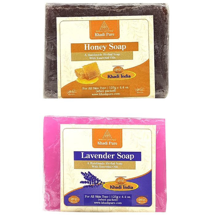 Khadi Pure Combo Pack of Honey Soap & Lavendar Soap (125gm Each) - Classic Derma