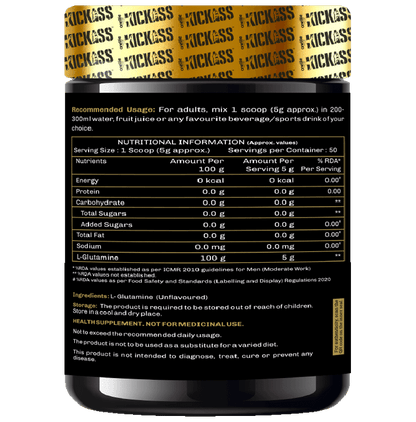 Kickass 100% Raw L-Glutamine 5000mg Powder Unflavored