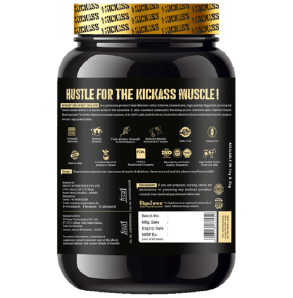 Kickass 100% Whey Isolate Fast Absorbing for Muscle Growth & Recovery Powder Irish Cream