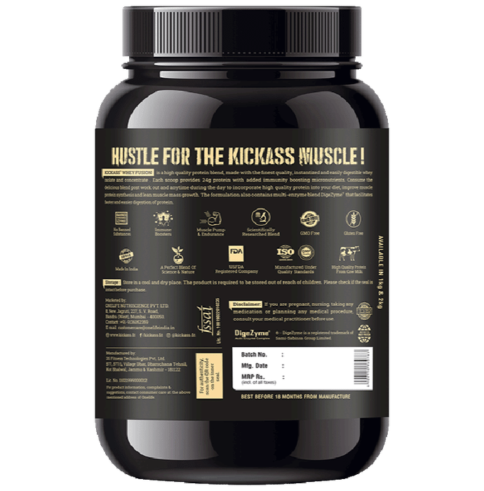 Kickass Whey Fusion Ideal Blend Of Whey Isolate + Concentrate Powder Choco Bliss