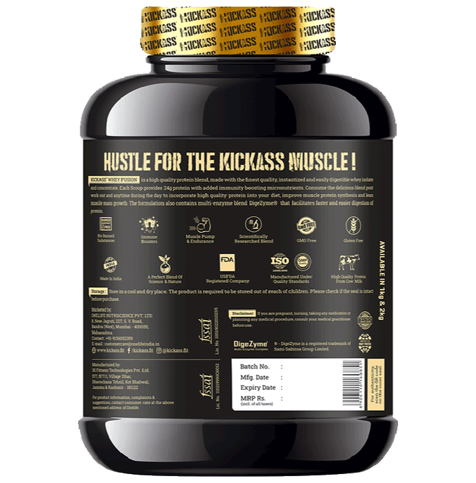 Kickass Whey Fusion Ideal Blend Of Whey Isolate + Concentrate Powder Choco Bliss