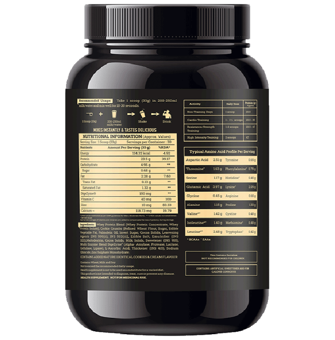 Kickass Whey Fusion Ideal Blend Of Whey Isolate + Concentrate Powder Cookies & Cream