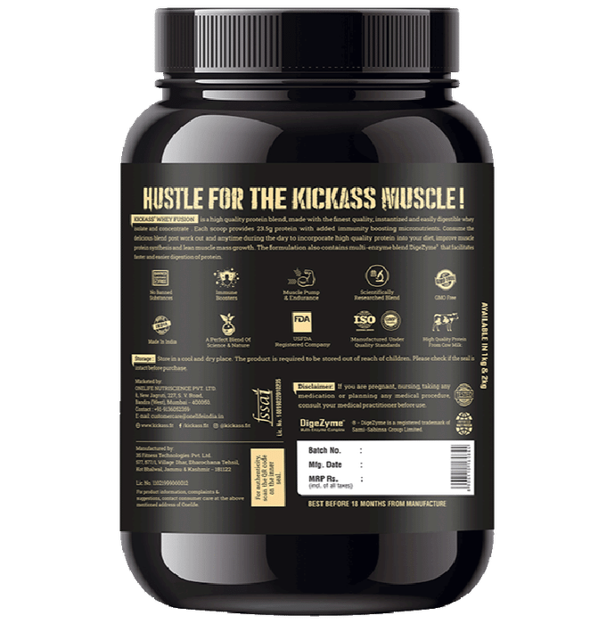 Kickass Whey Fusion Ideal Blend Of Whey Isolate + Concentrate Powder Cookies & Cream