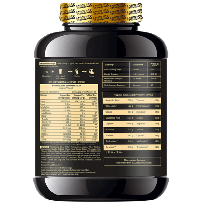 Kickass Whey Fusion Ideal Blend Of Whey Isolate + Concentrate Powder Cookies & Cream