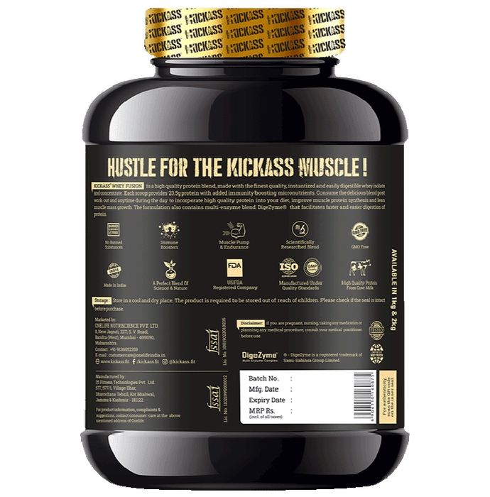 Kickass Whey Fusion Ideal Blend Of Whey Isolate + Concentrate Powder Cookies & Cream