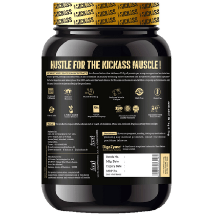 Kickass Whey Protein Concentrate Muscle Building Formula Powder Creamy Kesar Badam