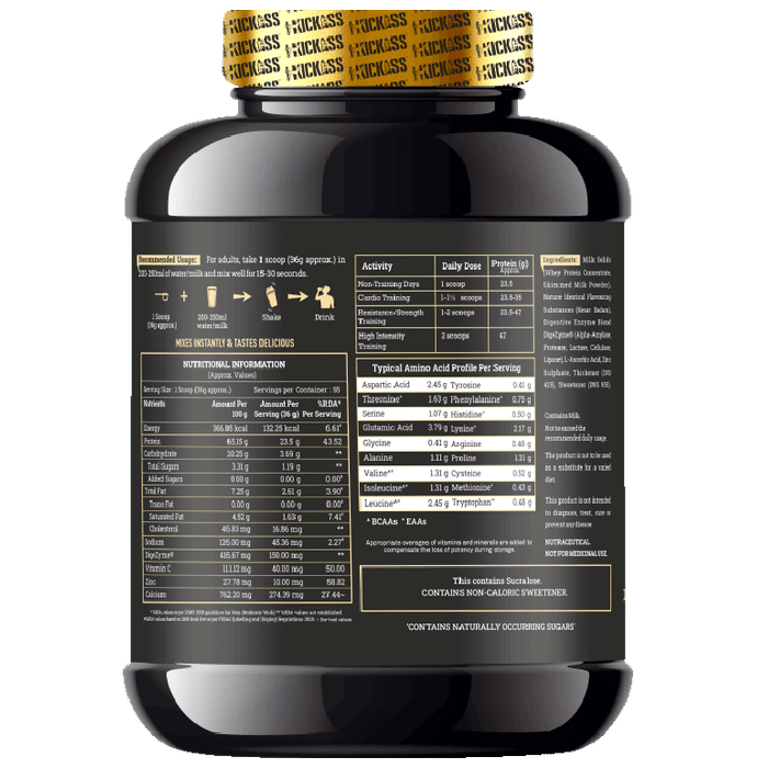 Kickass Whey Protein Concentrate Muscle Building Formula Powder Creamy Kesar Badam
