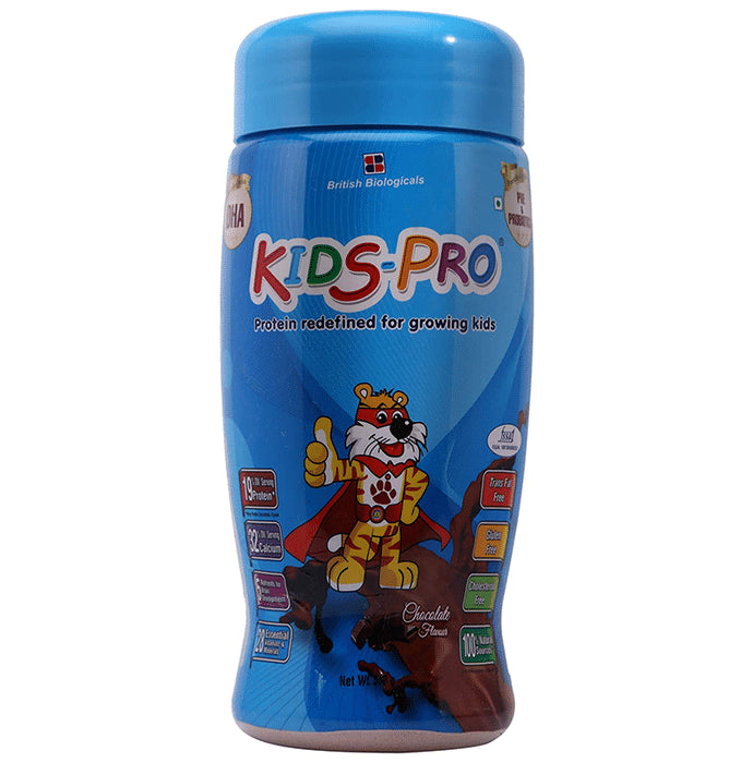 Kids-Pro Protein with DHA, Pre & Probiotics | For Growing Children | Flavour Chocolate Powder - Classic Derma