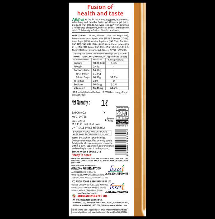 Alo Frut Apple Aloevera Chunks & Juice