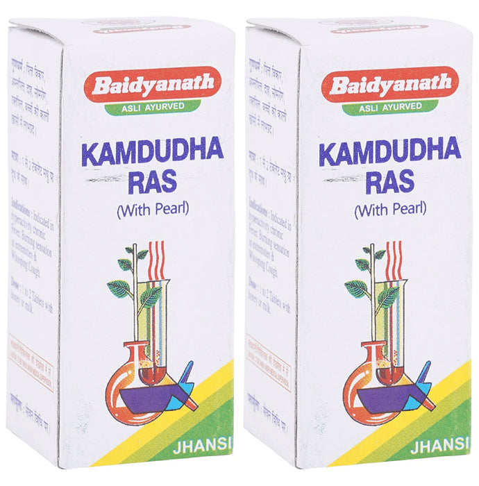 Baidyanath Kamdudha Ras with Pearl Tablets (50 Each) - Classic Derma