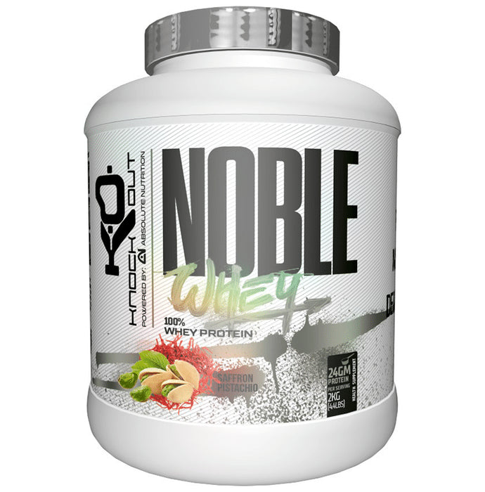 Knockout Noble 100% Whey Protein Powder Saffron Pistachio with Free T-Shirt - Classic Derma