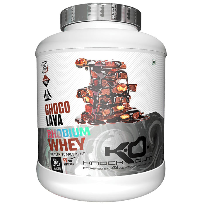 Knockout Rhodium Whey Protein Powder Choco Lava with Free T-Shirt - Classic Derma