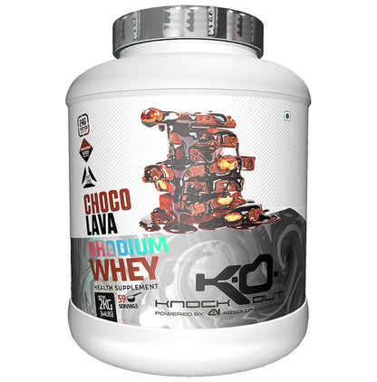 Knockout Rhodium Whey Protein Powder Choco Lava with Free T-Shirt - Classic Derma