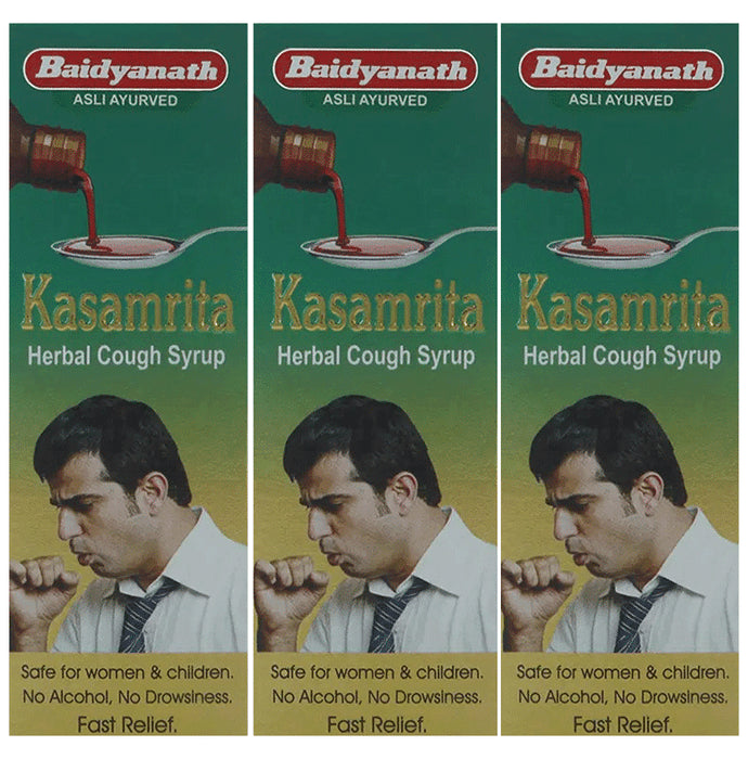 Baidyanath Kasamrita Herbal Cough Syrup (100ml Each) - Classic Derma