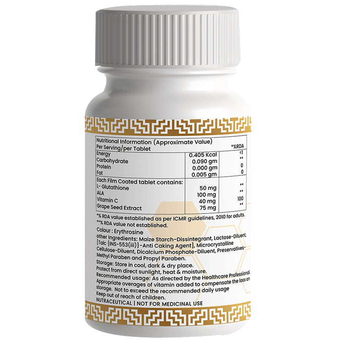 Krasaliwa L-Glutathione Vitamin C, ALA Grape Seed Extract Tablet Sugar Free