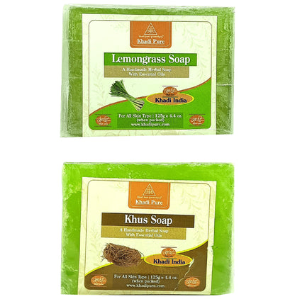 Khadi Pure Combo Pack of Lemongrass Soap & Khus Soap (125gm Each) - Classic Derma