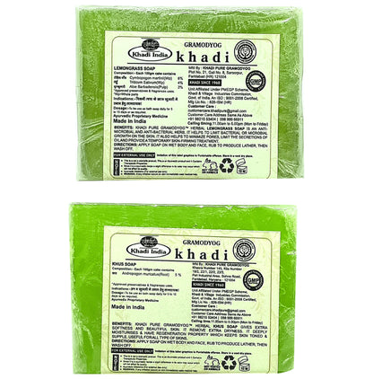 Khadi Pure Combo Pack of Lemongrass Soap & Khus Soap (125gm Each)