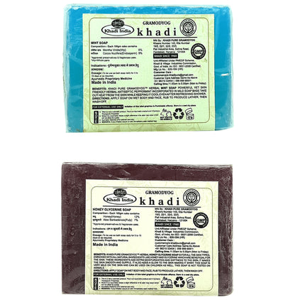 Khadi Pure Combo Pack of Mint Soap & Honey Glycerine Soap (125gm Each)