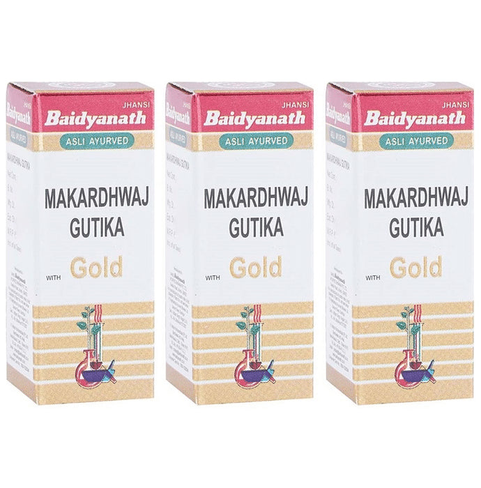 Baidyanath Makardhwaj Gutika with Gold Tablet (1gm Each) - Classic Derma