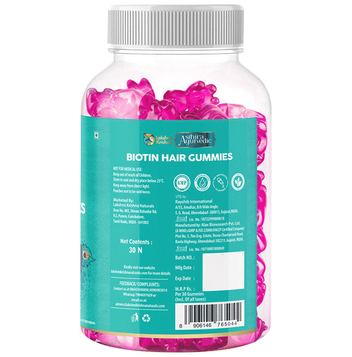 Lakshmi Krishna Asthira Ayurvedic Biotin Hair Gummies Strawberry