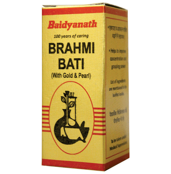 Baidyanath (Nagpur) Brahmi Bati with Gold & Pearl | For Concentration & Grasping Power - Classic Derma