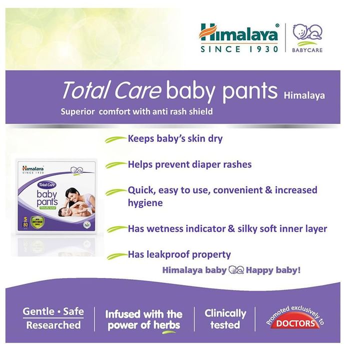 Himalaya Total Care Baby Pants | With Anti-Rash Shield & Wetness Indicator | Size Small