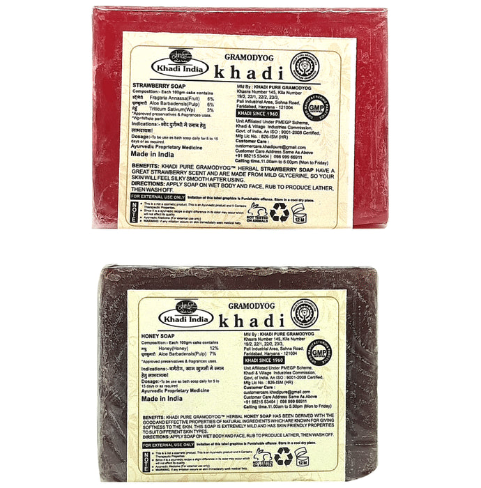 Khadi Pure Combo Pack of Strawberry Soap & Honey Soap (125gm Each)