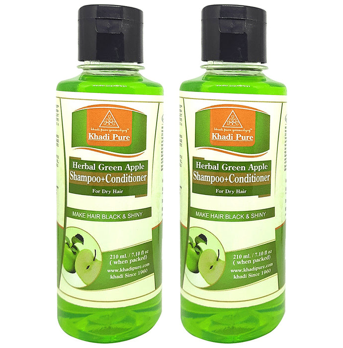 Khadi Pure Herbal Green Apple Shampoo + Conditioner (210ml Each) - Classic Derma