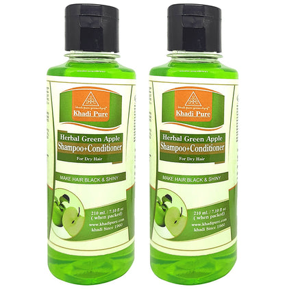 Khadi Pure Herbal Green Apple Shampoo + Conditioner (210ml Each) - Classic Derma