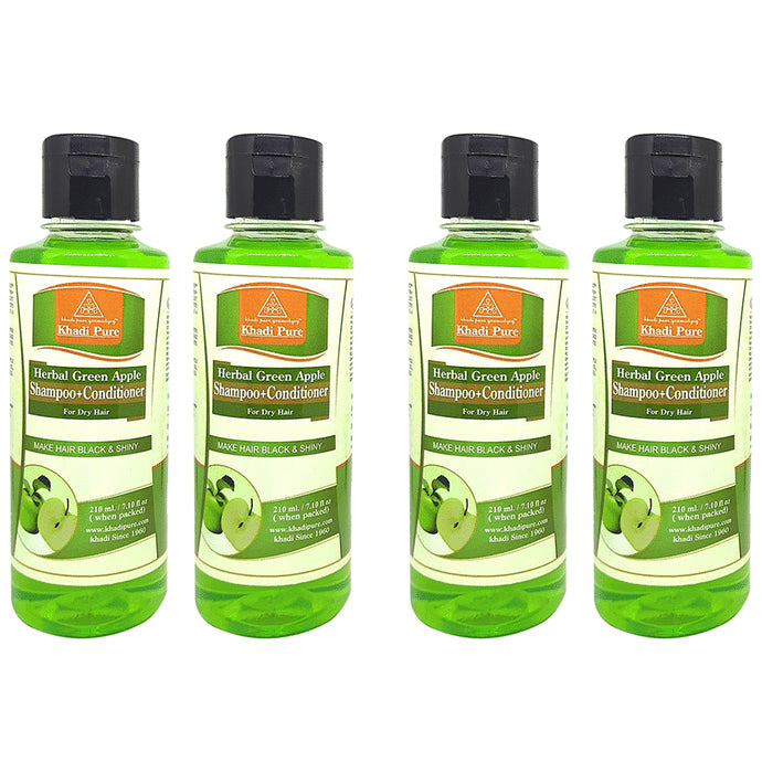 Khadi Pure Herbal Green Apple Shampoo + Conditioner (210ml Each) - Classic Derma