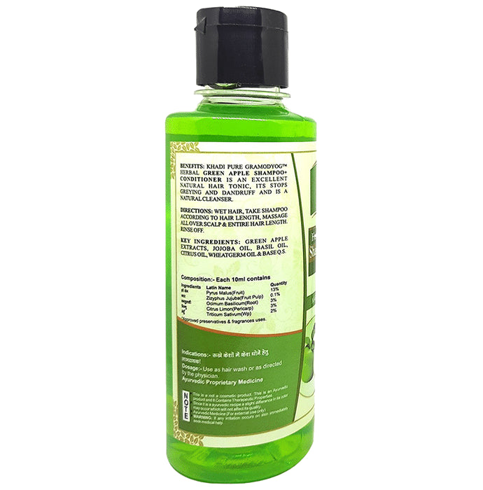Khadi Pure Herbal Green Apple Shampoo + Conditioner (210ml Each)