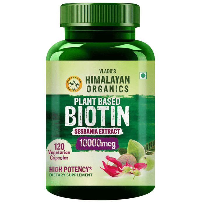 Himalayan Organics Plant Based Biotin 10000mcg | Vegetarian Capsule for Healthy Skin, Hair & Nails - Classic Derma
