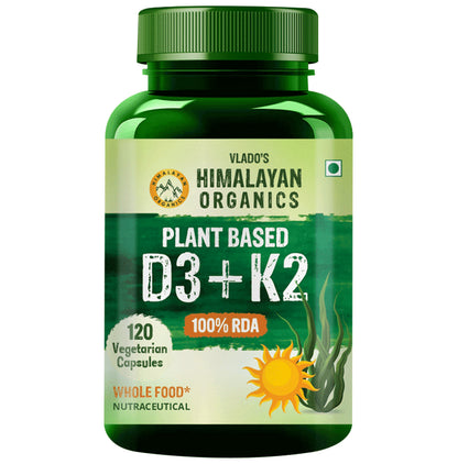 Himalayan Organics Plant Based D3 + K2 | Vegetarian Capsule for Healthy Bones - Classic Derma