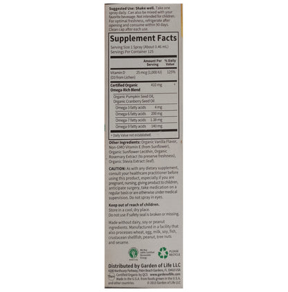 Garden of Life Mykind Organics Vegan D3 1000 IU Organic Spray