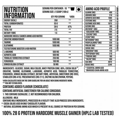 Leopard Nutrition Hardcore Muscle Gainer Powder Chocolate