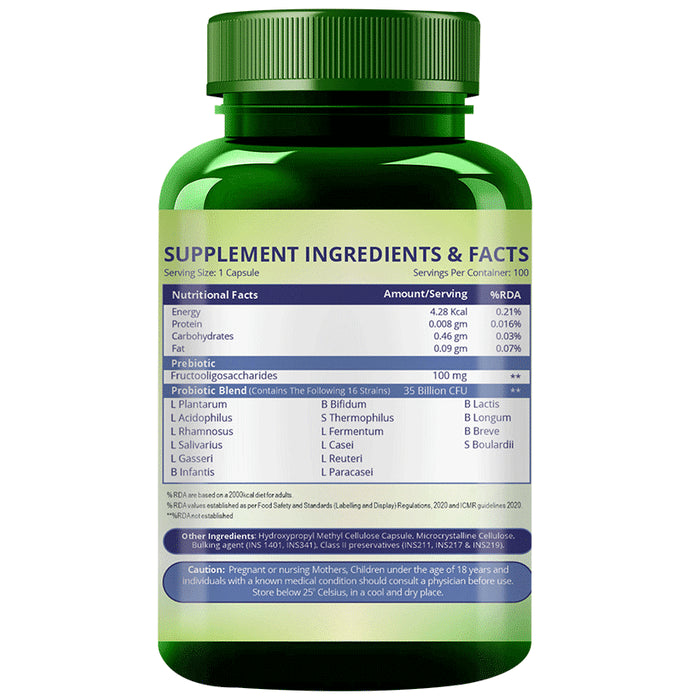 Himalayan Organics Probiotics 35 Billion CFU & Prebiotics | Vegetarian Capsule for Gut Health, Digestion & Immunity