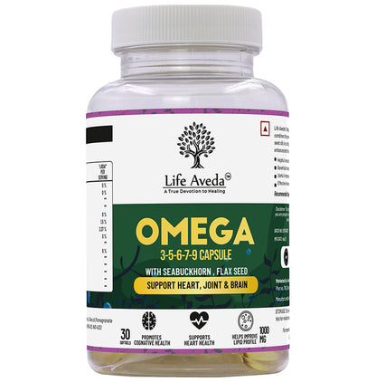 Life Aveda Omega 3,5,6,7,9 Softgel Capsule - Classic Derma