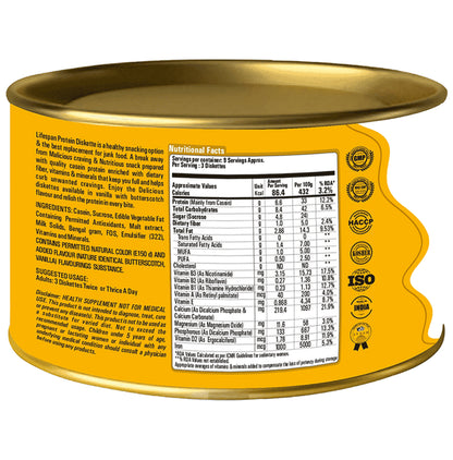 Lifespan Protein Diskettes | High Protein Biscuits | Calcium, Vitamins and Minerals | Vanilla