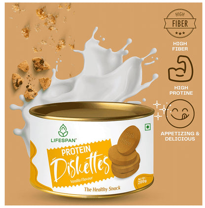 Lifespan Protein Diskettes | High Protein Biscuits | Calcium, Vitamins and Minerals | Vanilla
