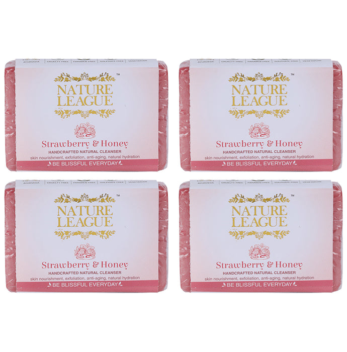 Nature League Strawberry & Honey Handcrafted Natural Cleanser (100gm Each) - Classic Derma