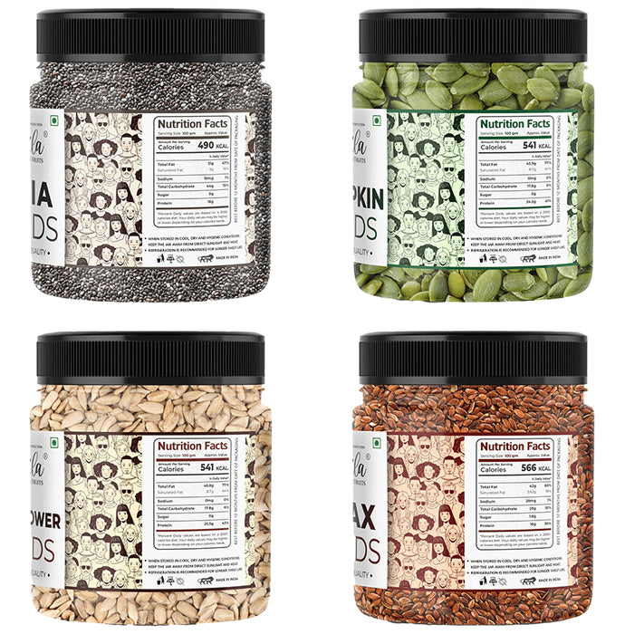 Lila Dry Fruits Combo Pack of Chia, Pumpkin, Sunflower & Flax (100gm Each)