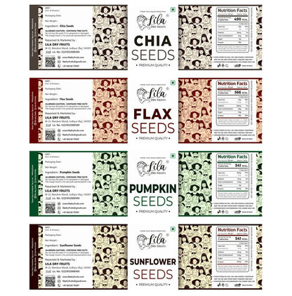 Lila Dry Fruits Combo Pack of Chia, Pumpkin, Sunflower & Flax (100gm Each)