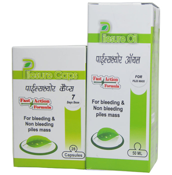Alsence Combo Pack of Pilesure Caps (28) and Pilesure Oil (50ml) - Classic Derma