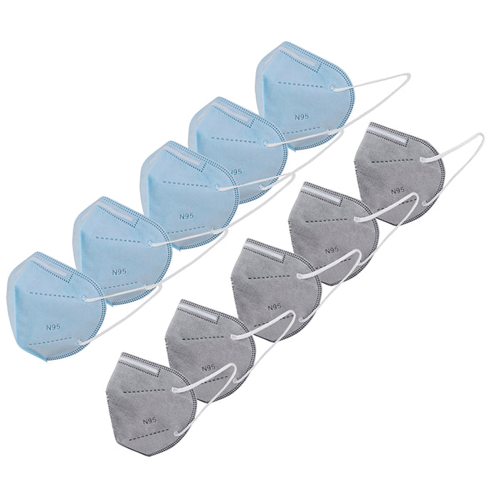 Lioncrown 5 Layer Reusable,Washable Outdoor Anti-Pollution, Dust Face Mask 5 Blue & 5 Grey - Classic Derma