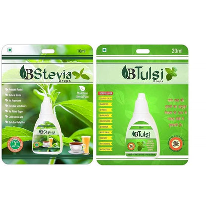 Livebasil Combo Pack of Stevia Drop 10ml and Tulsi Drop 20ml - Classic Derma