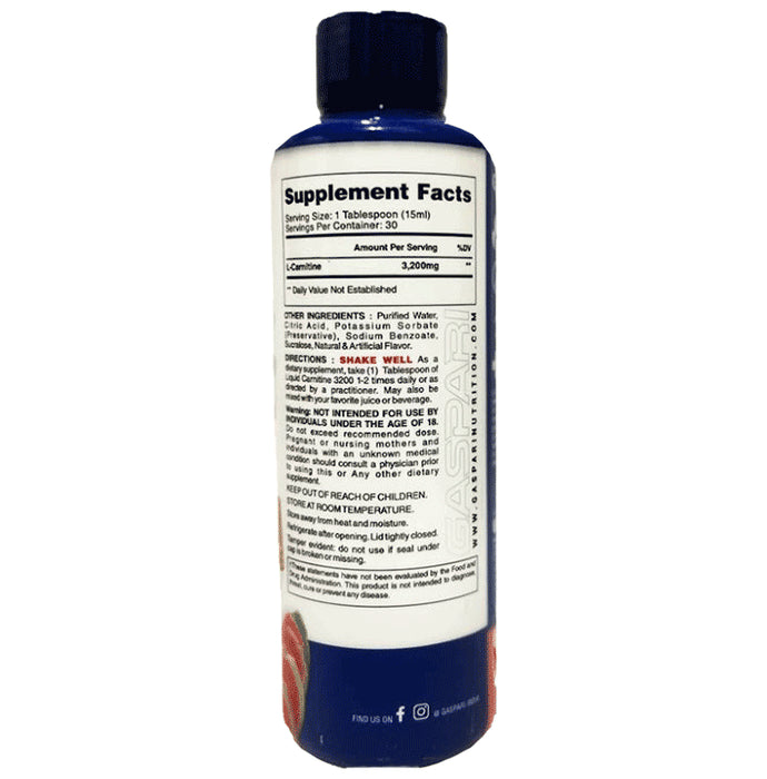 Gaspari Nutrition Liquid Carnitine 3200 Blue Raspberry
