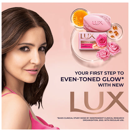 Lux Even Toned Glow Soap infused with Vitamin C & E for Superior Glow (150 gm Each) Rose