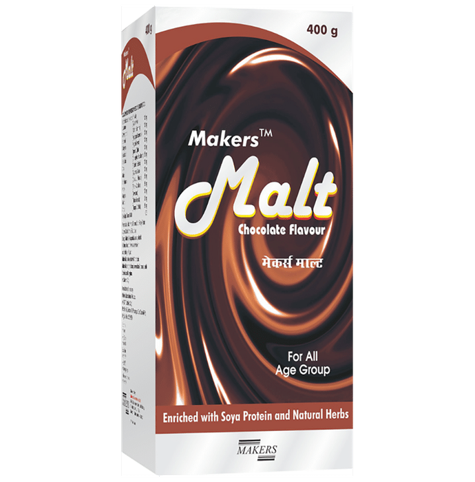 Makers Malt for All Age Group Enriched with Soya Protein & Natural Herbs Syrup Chocolate - Classic Derma