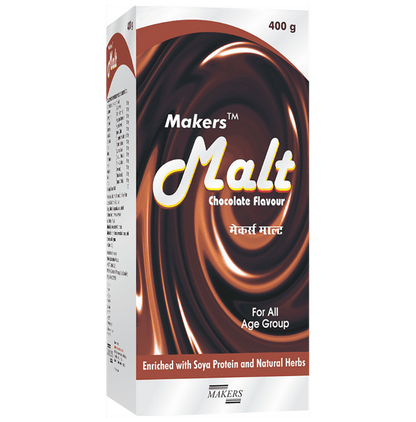 Makers Malt for All Age Group Enriched with Soya Protein & Natural Herbs Syrup Chocolate - Classic Derma