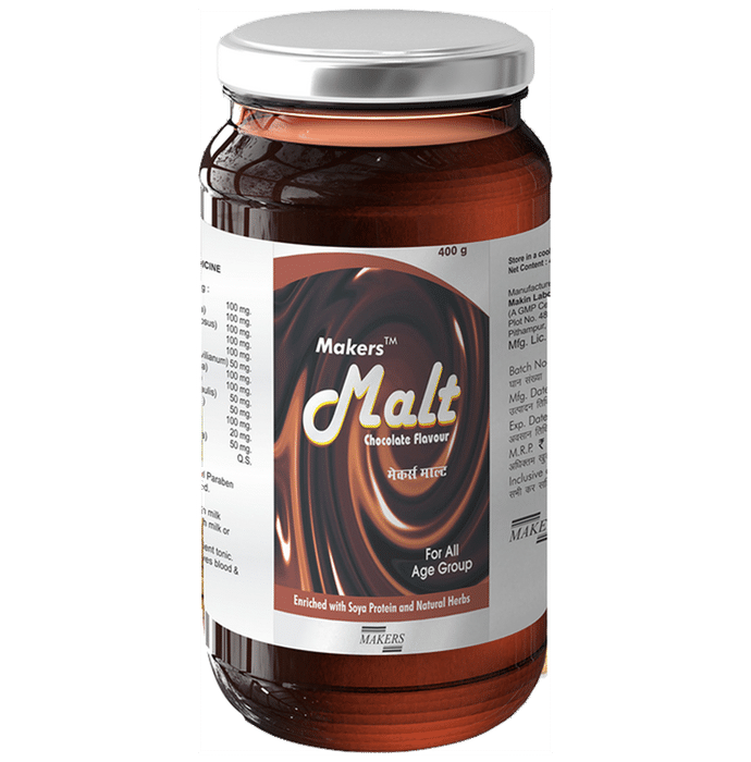 Makers Malt for All Age Group Enriched with Soya Protein & Natural Herbs Syrup Chocolate